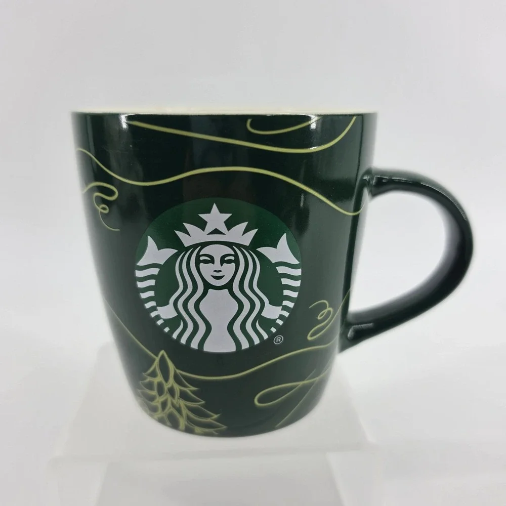 Starbucks Holiday Mug Green Gold Swirl 2020 Siren Logo Ceramic Coffee Cup 12oz